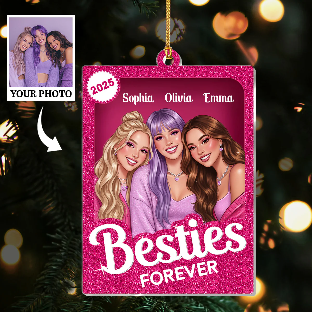 Besties Forever - Personalized 1-Layer Acrylic Ornament