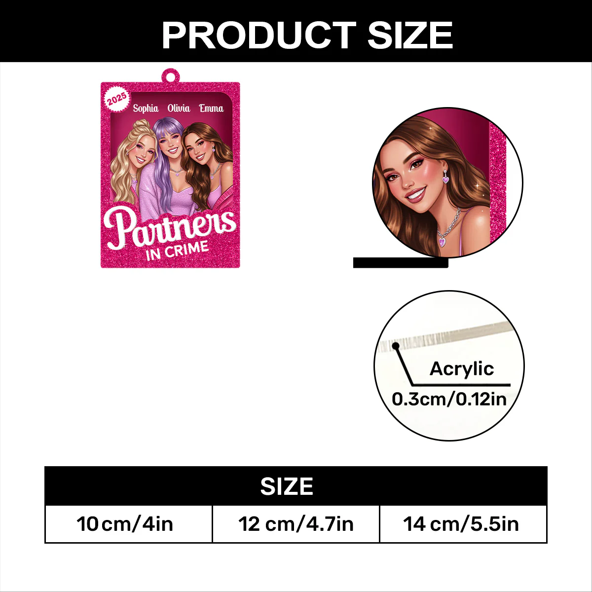 Besties Forever - Personalized 1-Layer Acrylic Ornament - Image 6