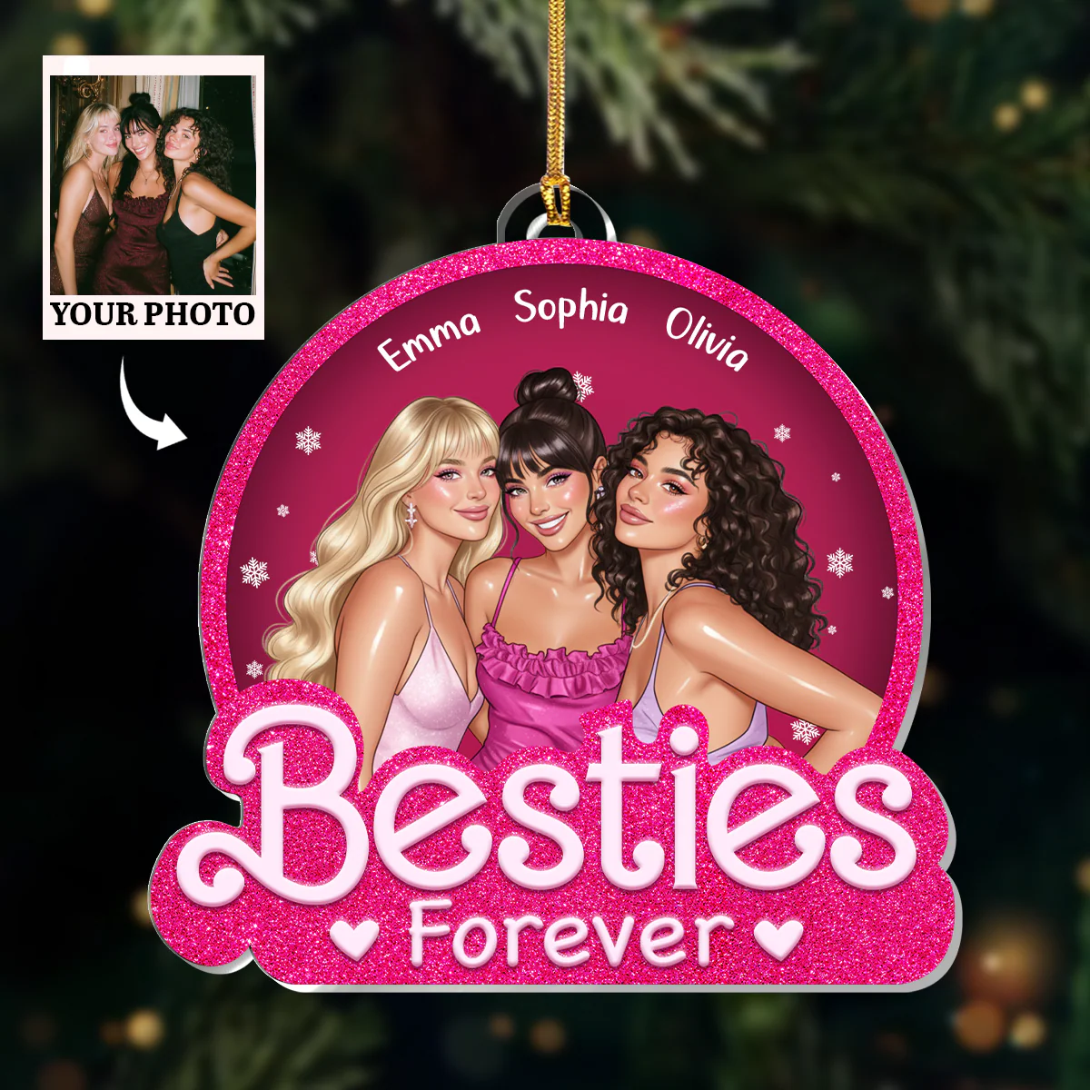 Besties Forever - Personalized 1-Layer Acrylic Ornament