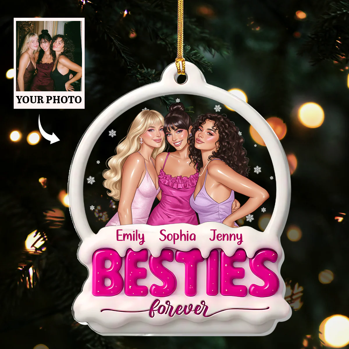 Besties Forever - Personalized 1-Layer Acrylic Ornament