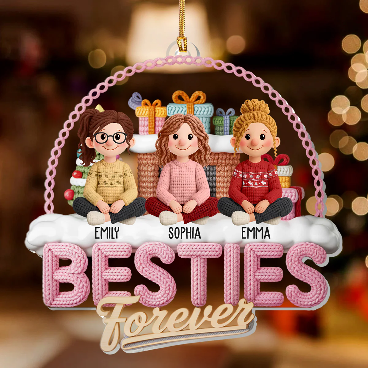 Besties Forever - Personalized 1-Layer Acrylic Ornament - Image 2