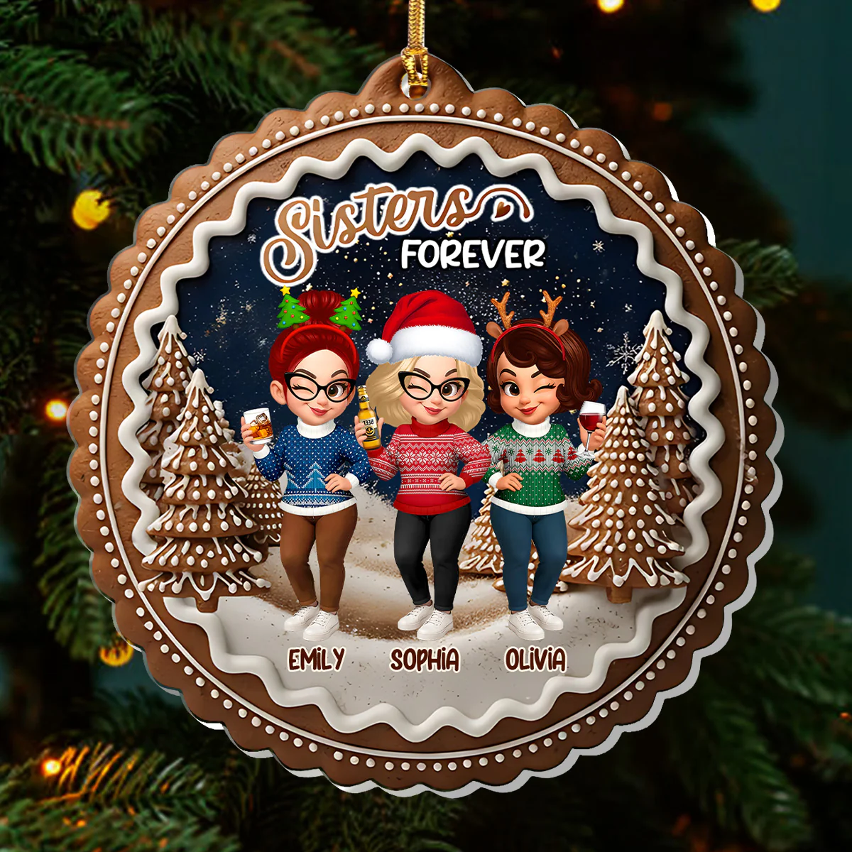Besties Forever - Personalized 1-Layer Acrylic Ornament - Image 3
