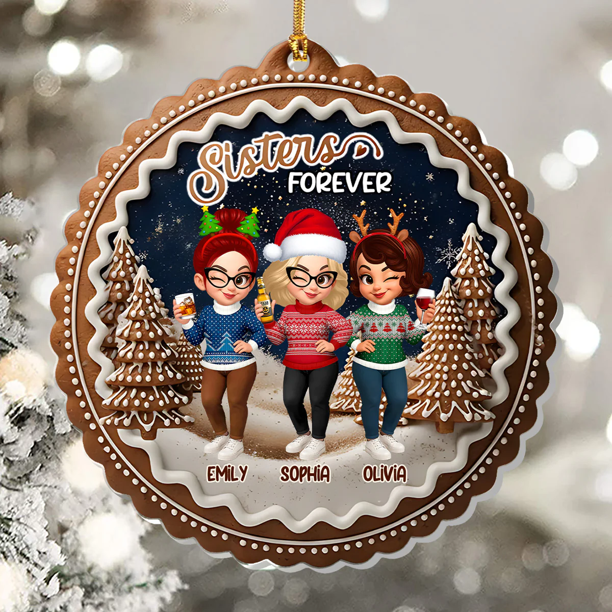 Besties Forever - Personalized 1-Layer Acrylic Ornament - Image 5