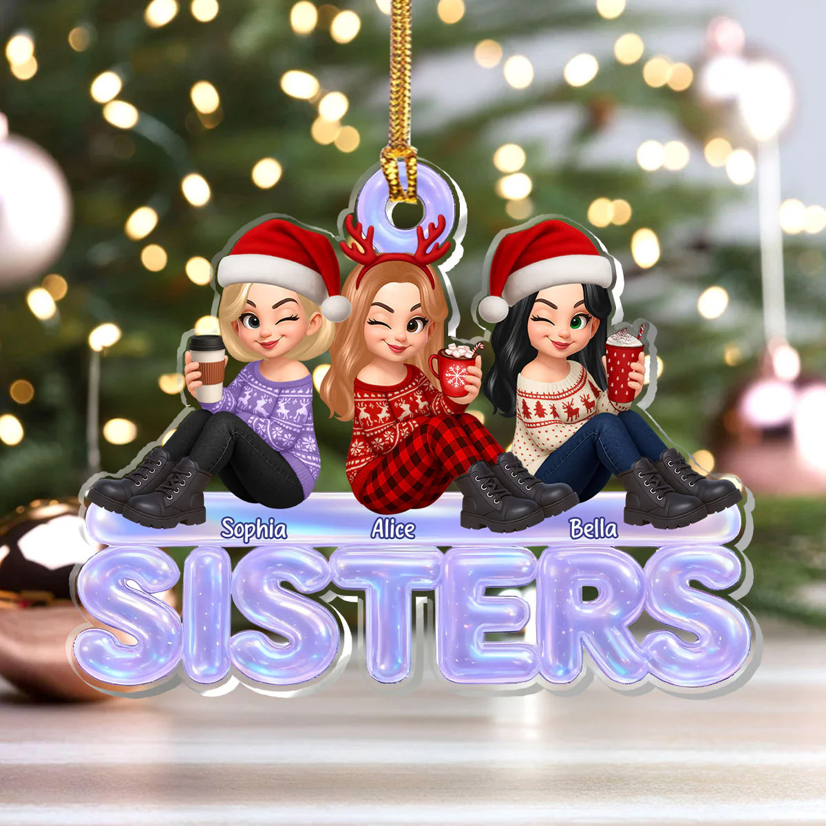 Besties Forever - Personalized 1-Layer Acrylic Ornament - Image 4