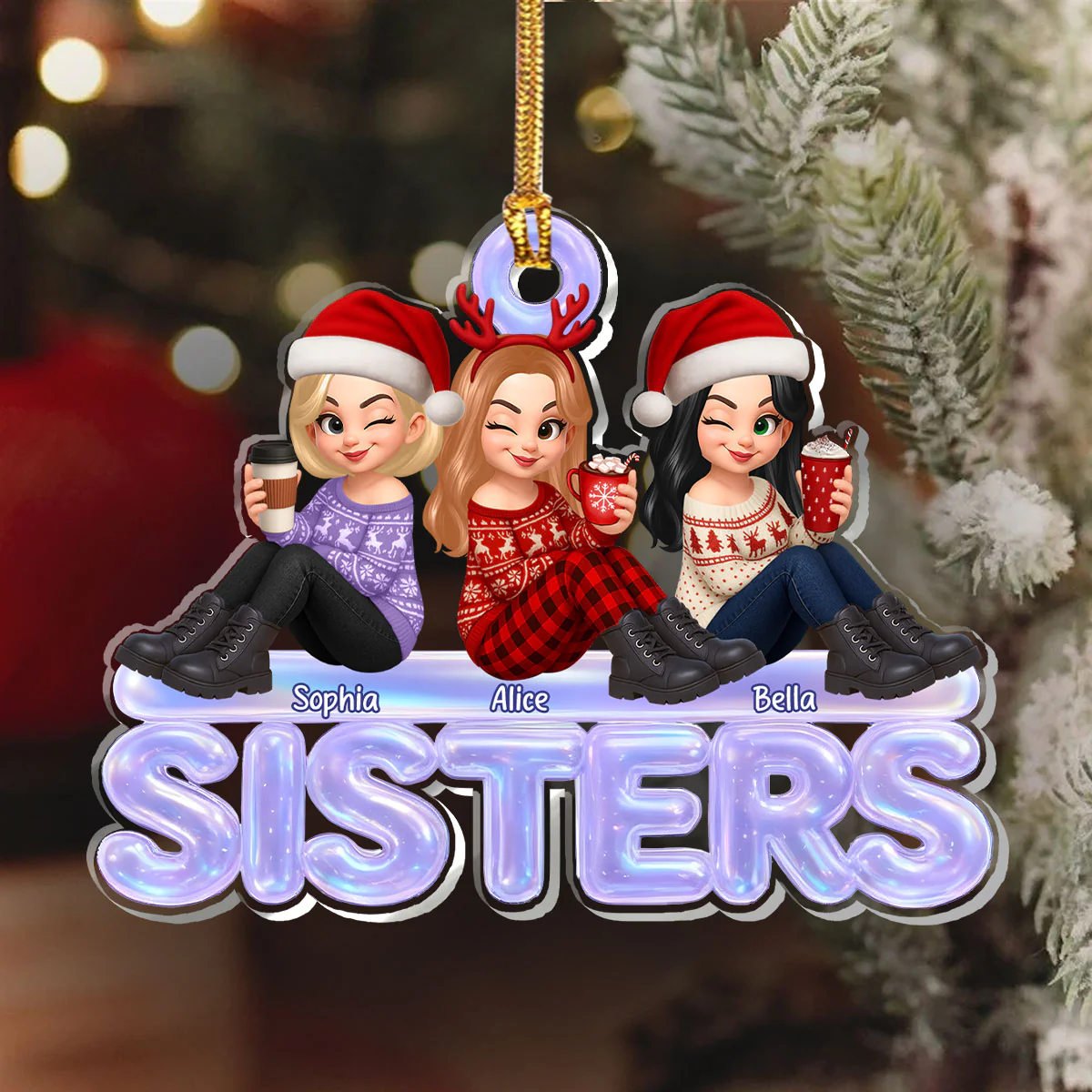 Besties Forever - Personalized 1-Layer Acrylic Ornament - Image 6