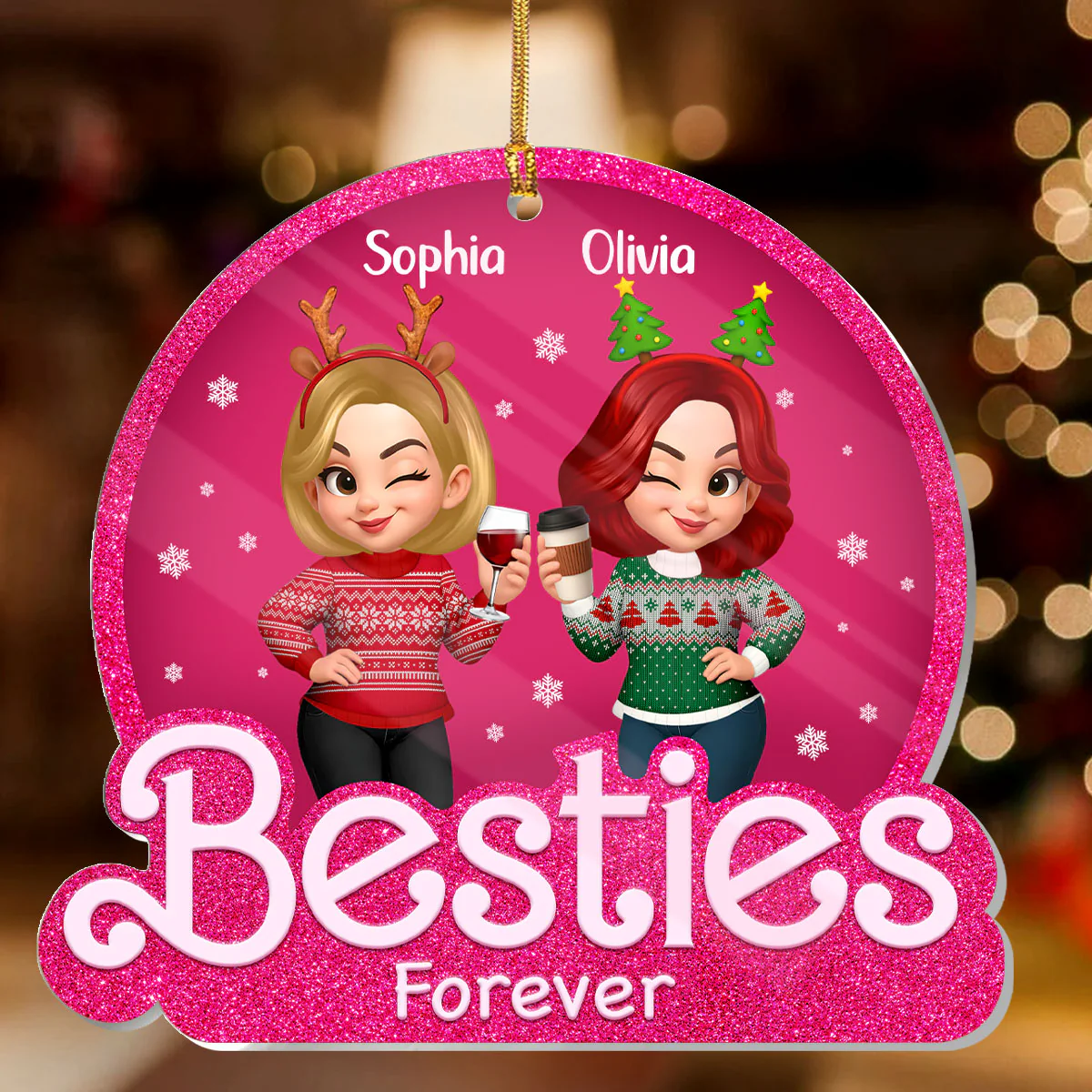 Besties Forever - Personalized 1-Layer Acrylic Ornament - Image 2