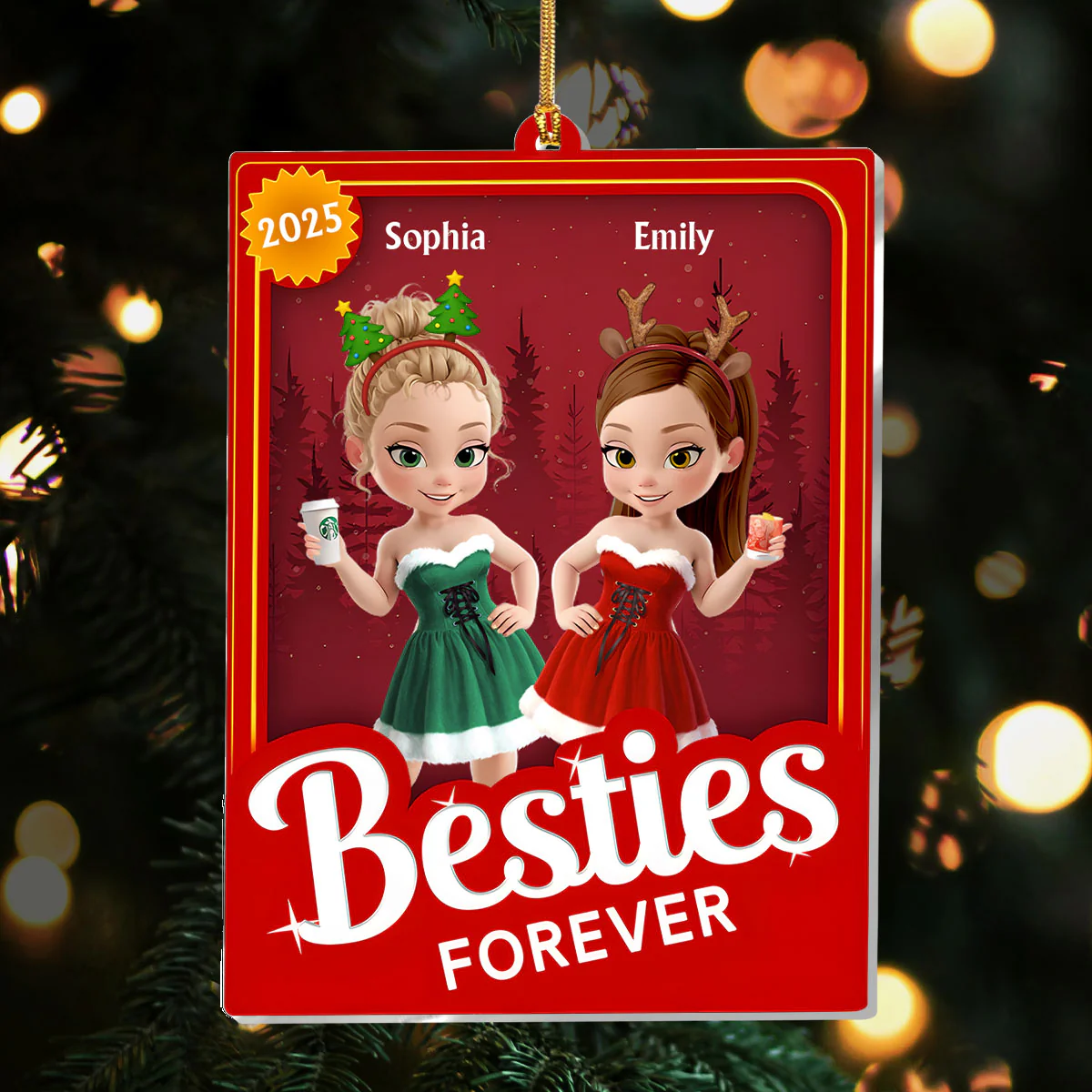 Besties Forever - Personalized 1-Layer Acrylic Ornament