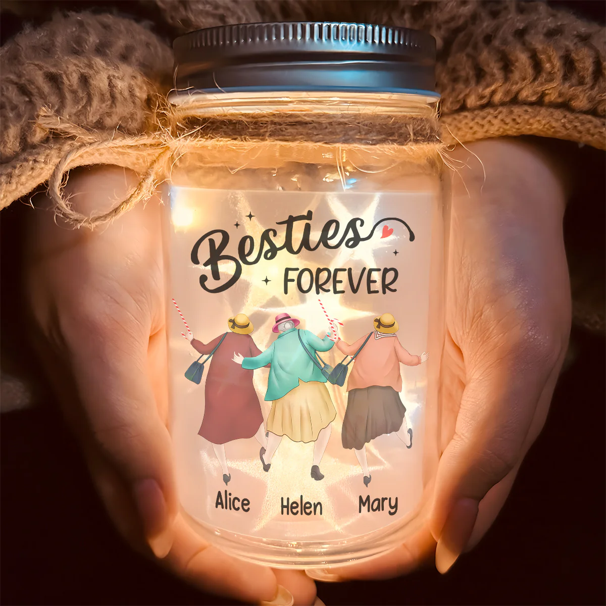 Besties Forever - Personalized Mason Jar Light - Image 2
