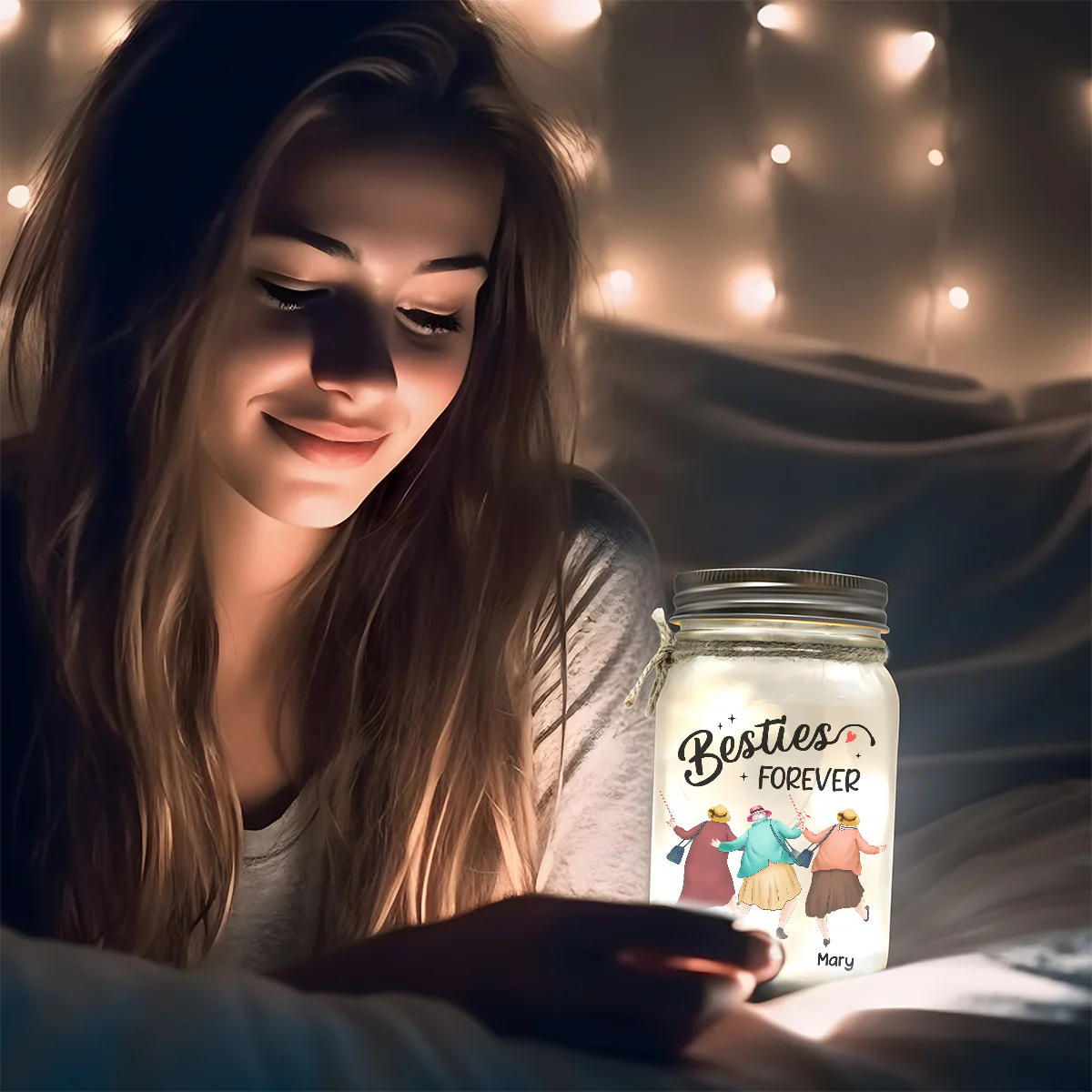 Besties Forever - Personalized Mason Jar Light - Image 3
