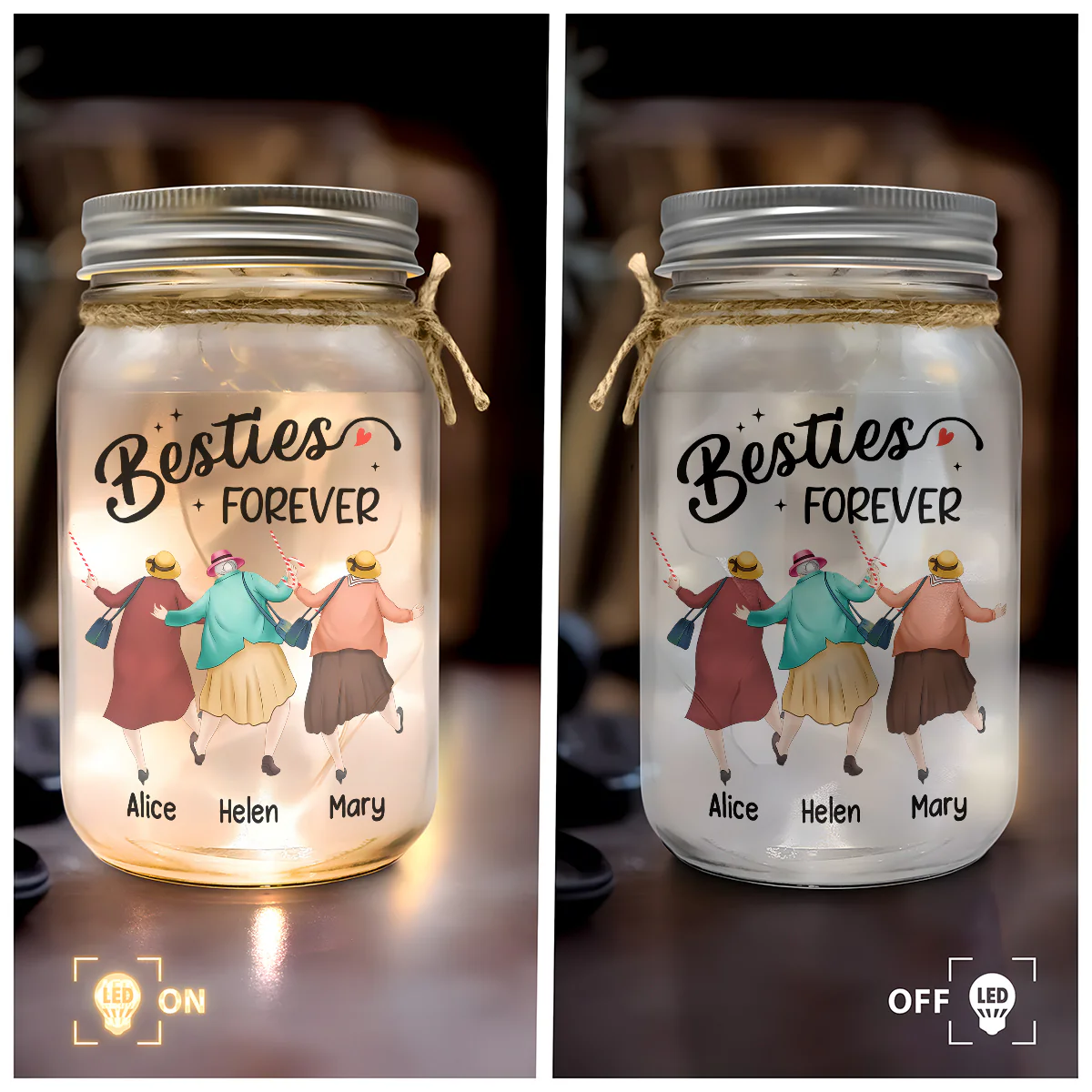 Besties Forever - Personalized Mason Jar Light - Image 4