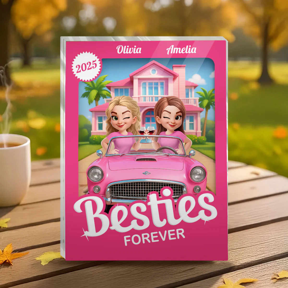 Besties Roll In Style - Personalized Custom Shaped Squared Acrylic Plaque - Image 3