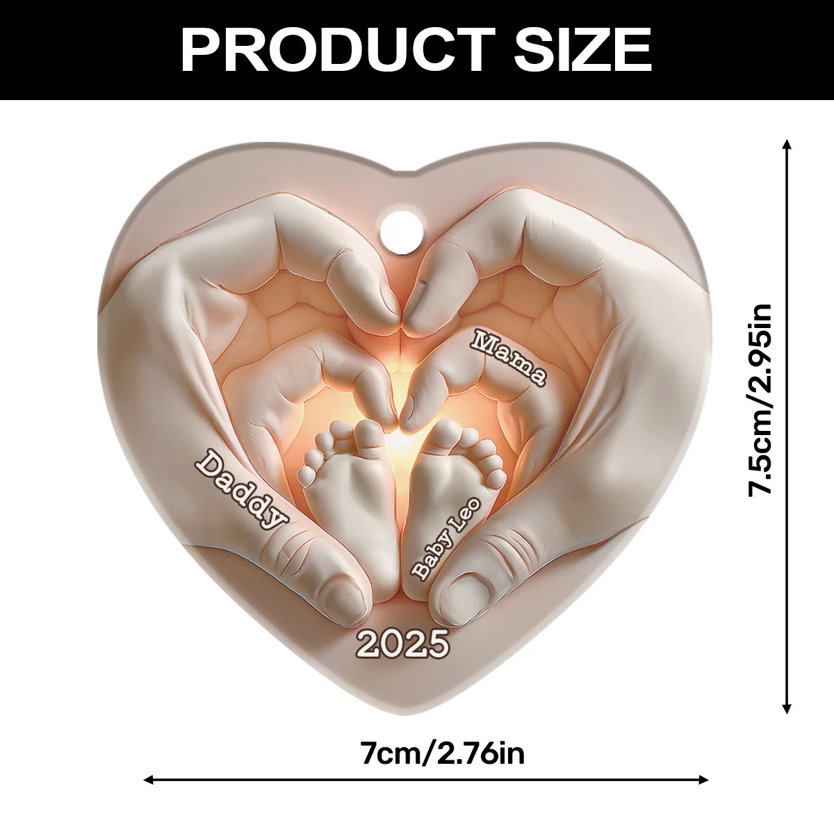 Blessed Family - Personalized Heart Shaped Ceramic Ornament - Image 7