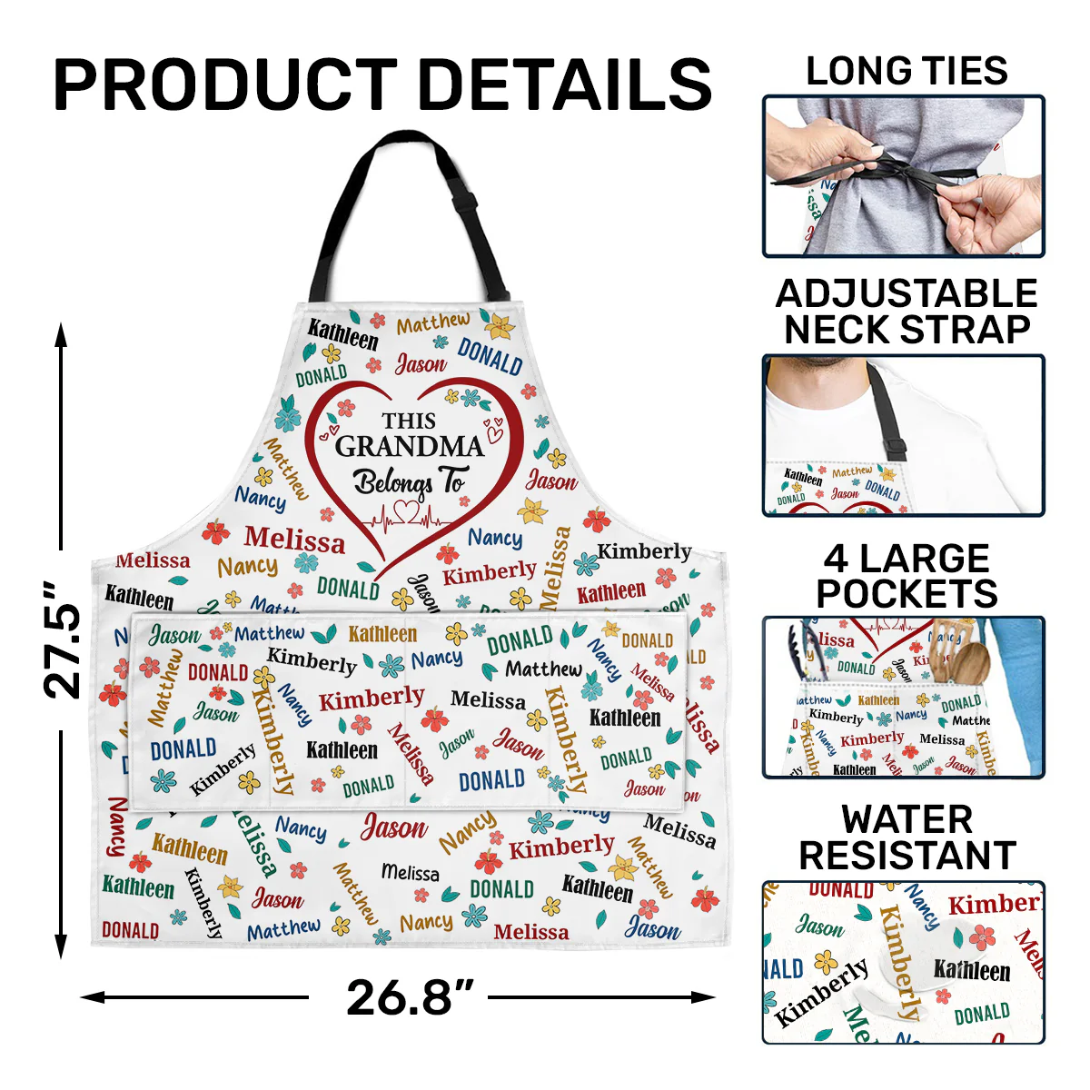 Blessed To Be Called Grandma Colorful - Personalized Apron With Pocket - Image 5