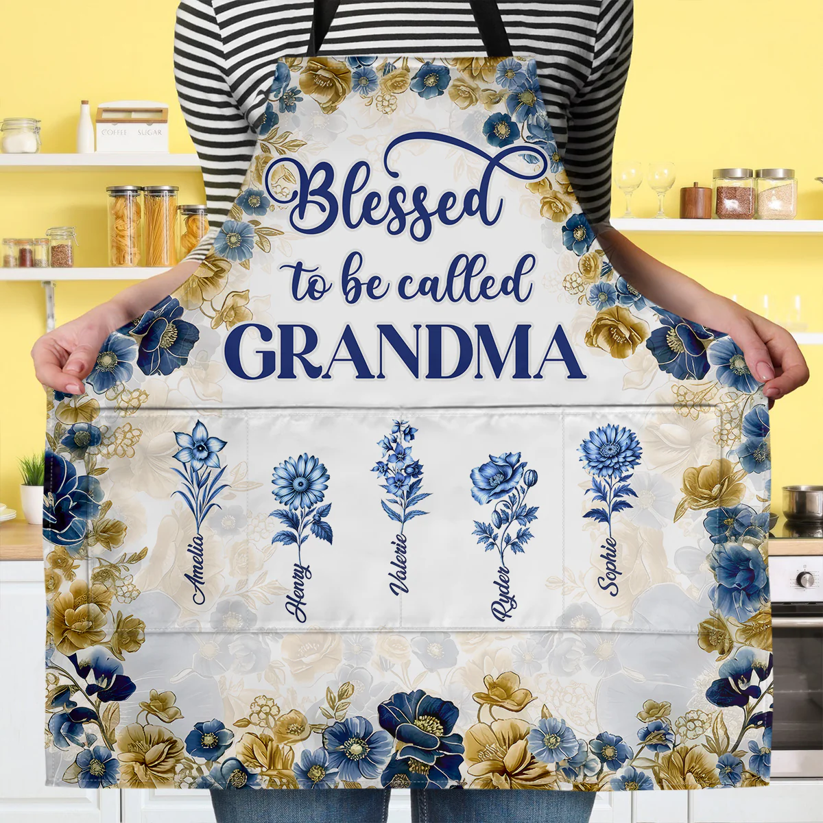 Blessed To Be Called Grandma - Personalized Apron With Pocket - Image 3