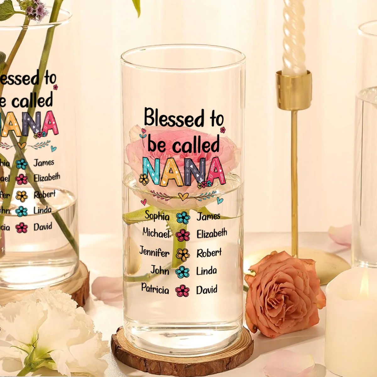 Blessed To Be Called Grandma - Personalized Glass Vase - Image 3