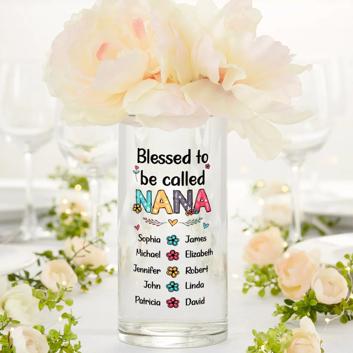 Blessed To Be Called Grandma - Personalized Glass Vase - Image 4
