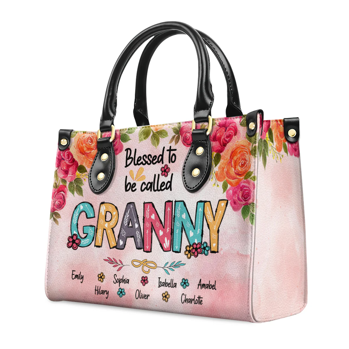 Blessed To Be Called Grandma - Personalized Leather Handbag - Image 2