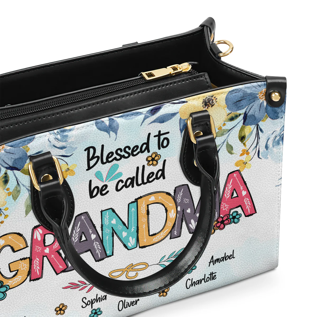 Blessed To Be Called Grandma - Personalized Leather Handbag - Image 5