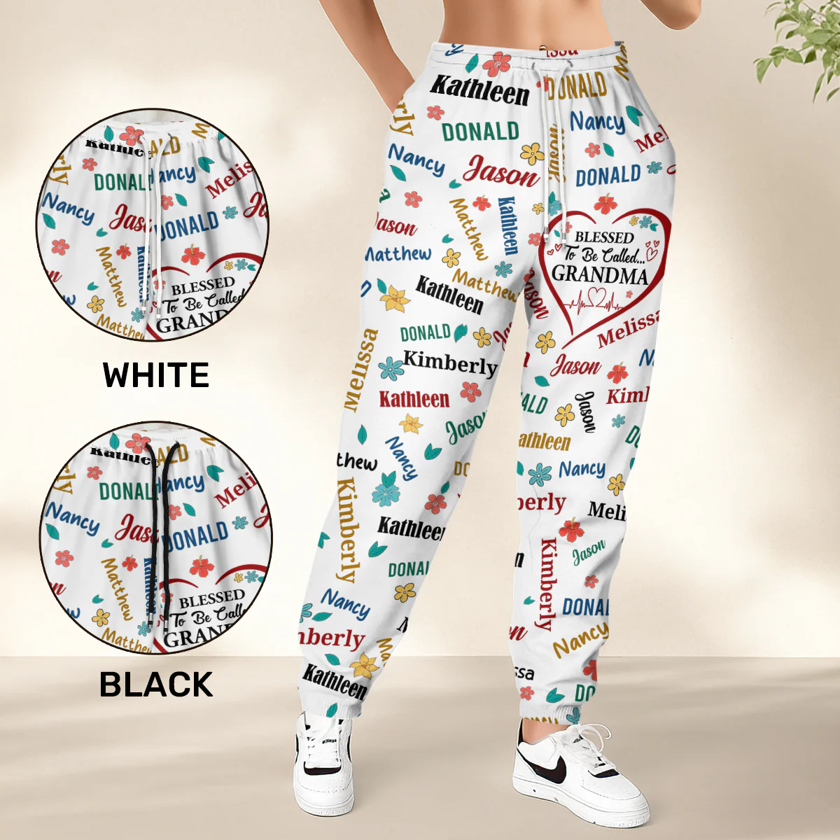 Blessed To Be Called Grandma - Personalized Sweatpants - Image 3