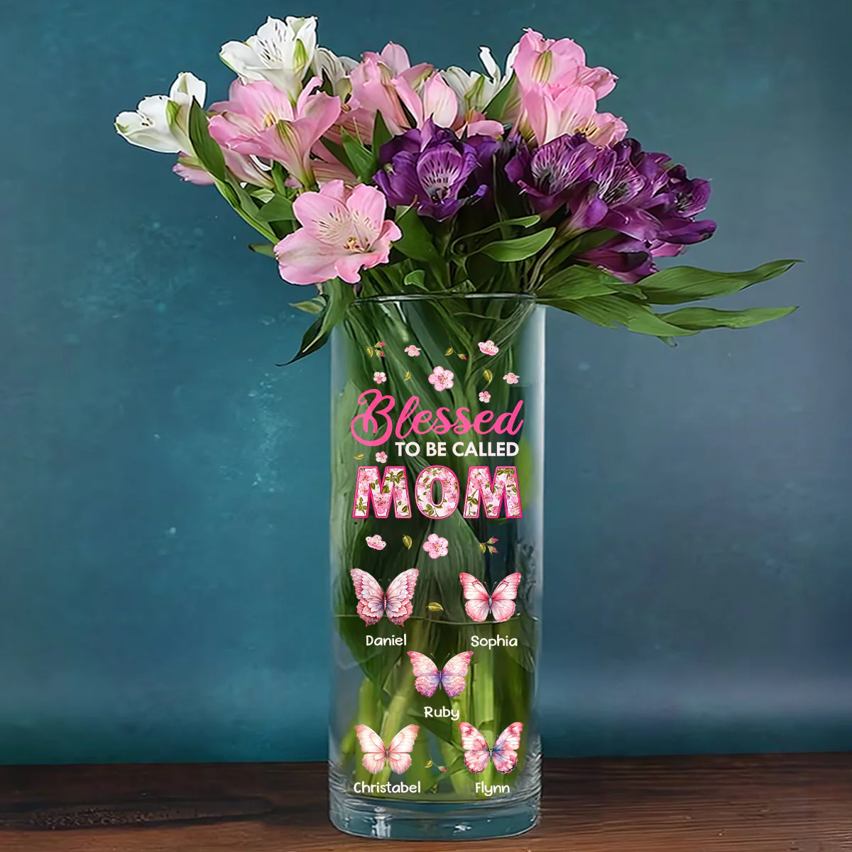 Blessed To Be Called Mom - Personalized Glass Vase - Image 2