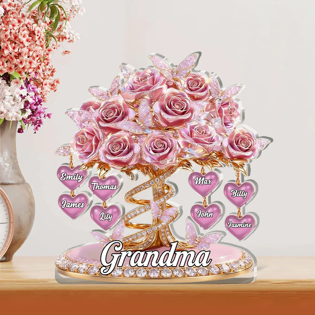 Blooming Love Forever In Gold - Personalized Custom Shaped Acrylic Plaque - Image 2