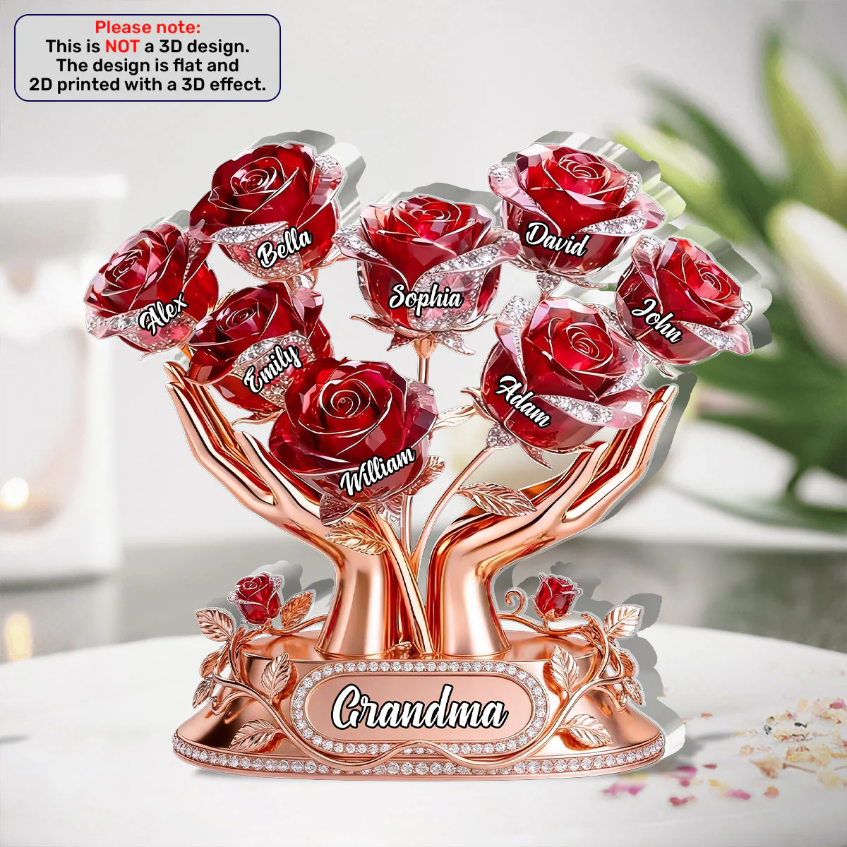 Blooming Love In Gentle Hands - Personalized Custom Shaped Acrylic Plaque