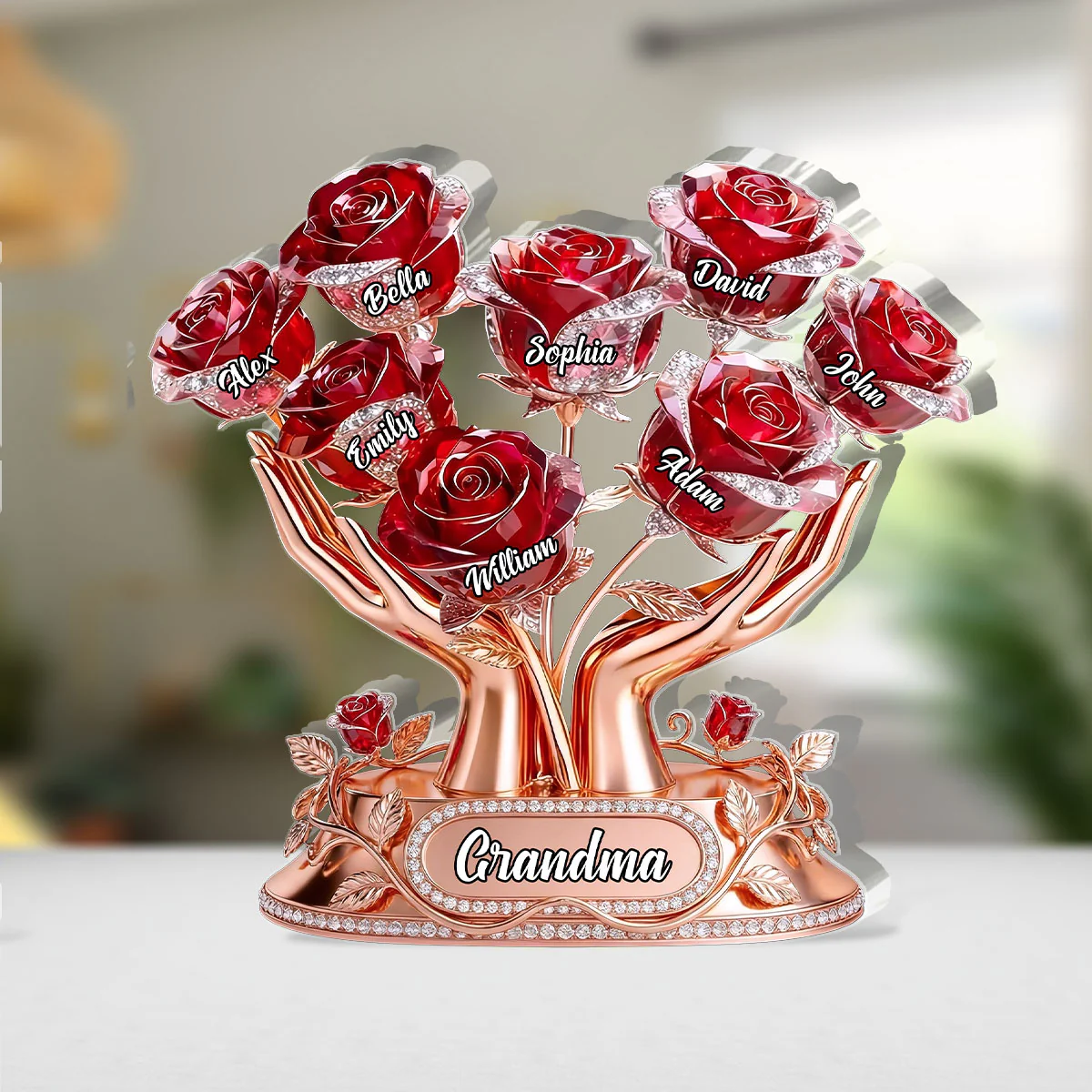 Blooming Love In Gentle Hands - Personalized Custom Shaped Acrylic Plaque - Image 4