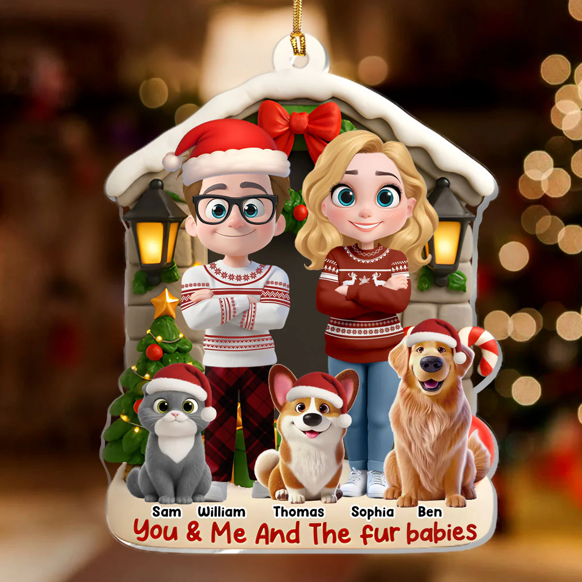 Bond Of Fur Love - Personalized 1-Layer Acrylic Ornament - Image 2
