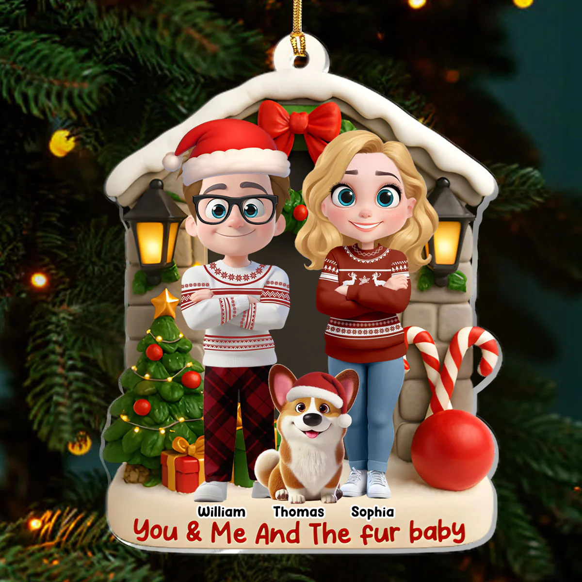 Bond Of Fur Love - Personalized 1-Layer Acrylic Ornament - Image 3