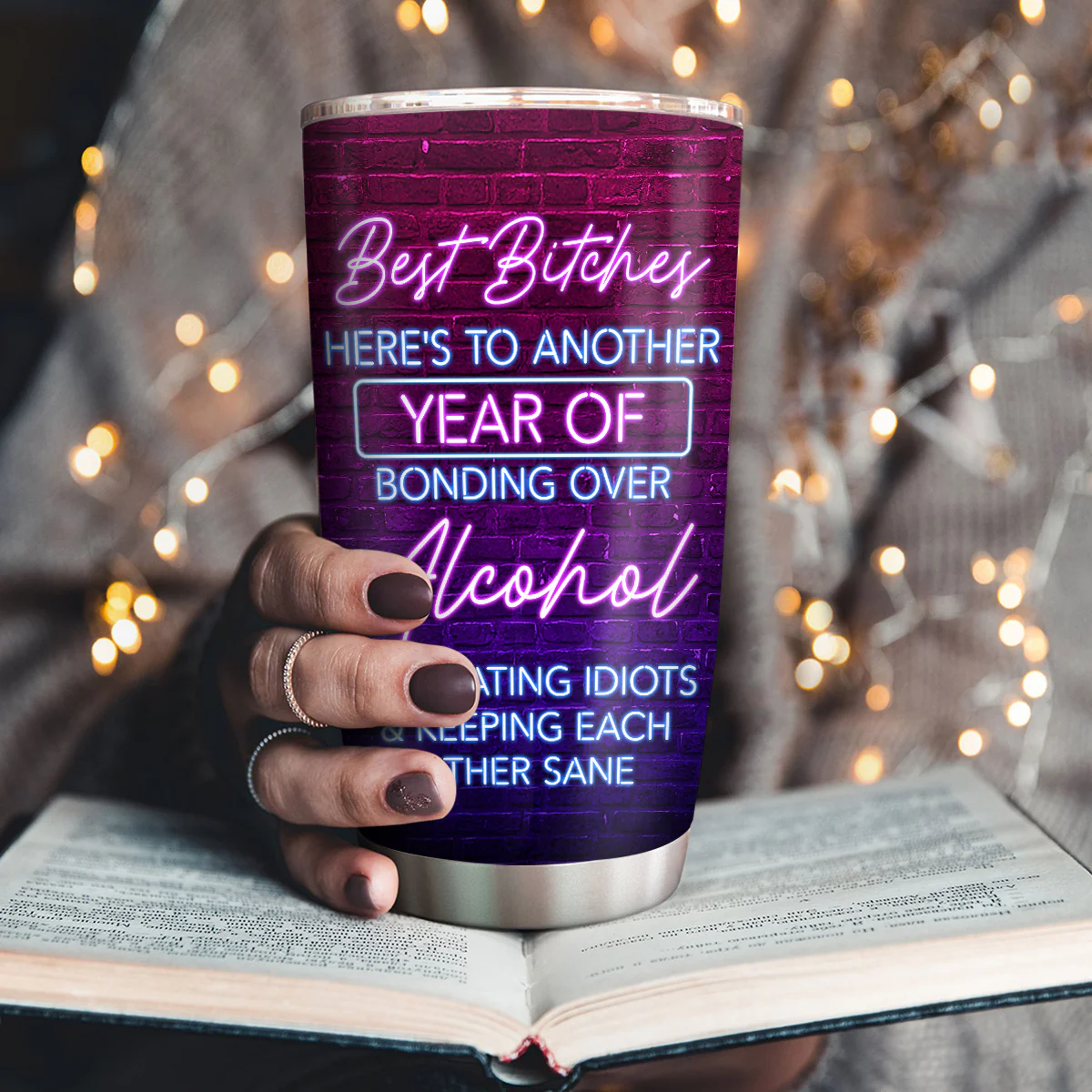 Bonding Over Alcohol - Personalized Stainless Steel Tumbler - Image 3