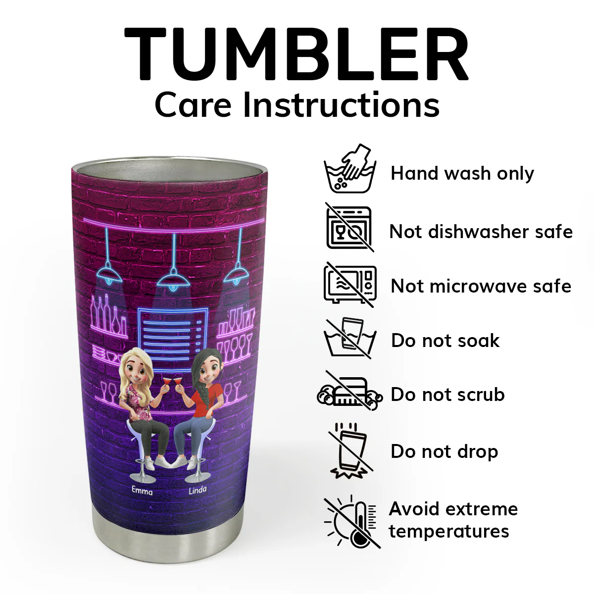 Bonding Over Alcohol - Personalized Stainless Steel Tumbler - Image 5
