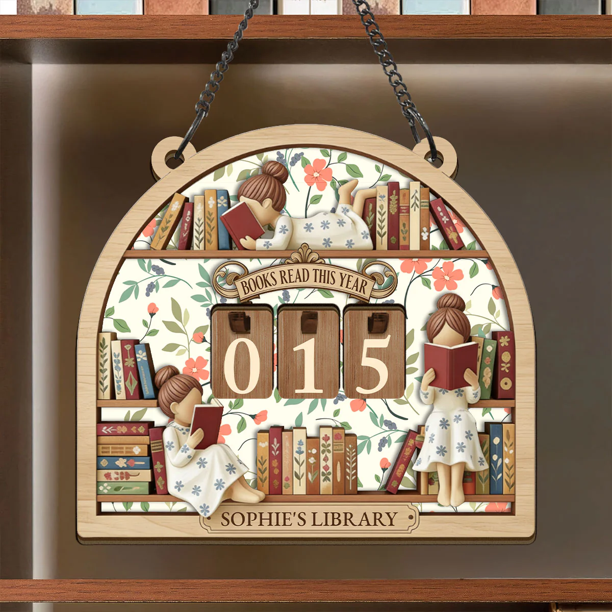 Book Lover Library Gift For Book Lover, Granddaughter, Daughter - Personalized Tracker Sign