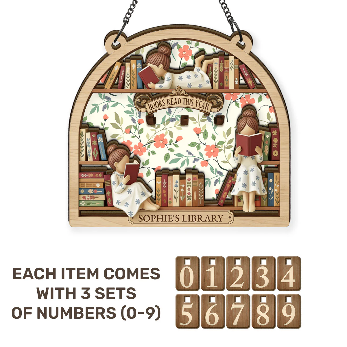 Book Lover Library Gift For Book Lover, Granddaughter, Daughter - Personalized Tracker Sign - Image 6