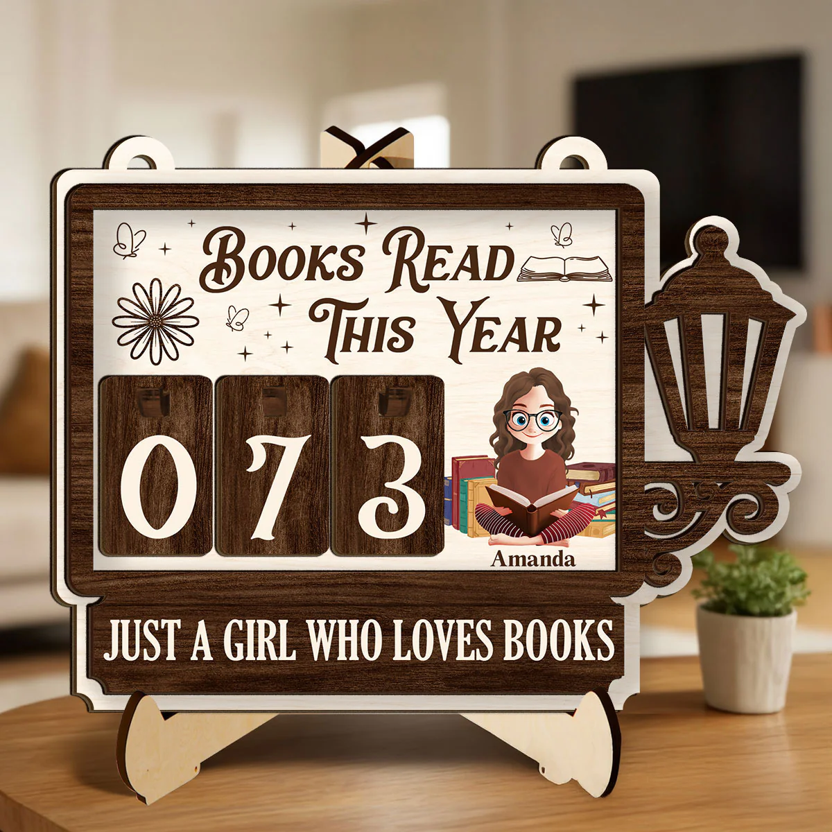 Books Read This Year Just A Girl Who Loves Books - Personalized Tracker Sign - Image 3