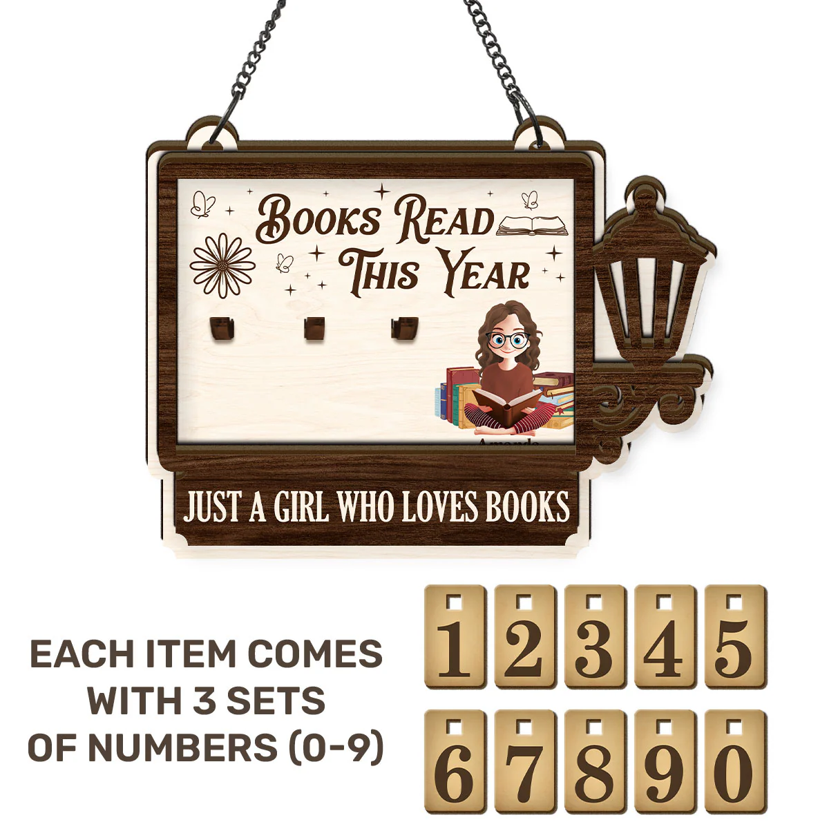 Books Read This Year Just A Girl Who Loves Books - Personalized Tracker Sign - Image 6