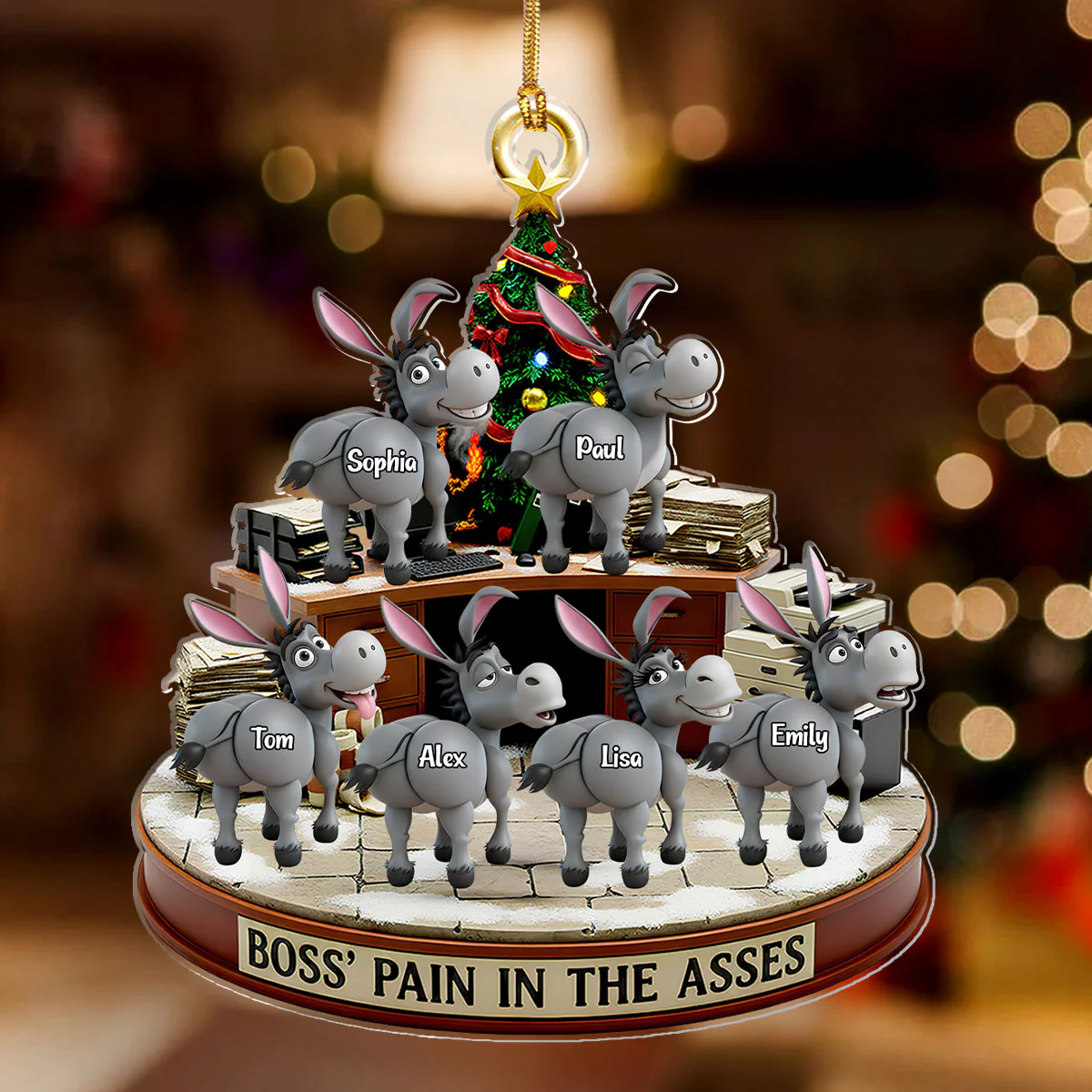 Boss’ Pain In The Asses - Personalized 1-Layer Acrylic Ornament - Image 2