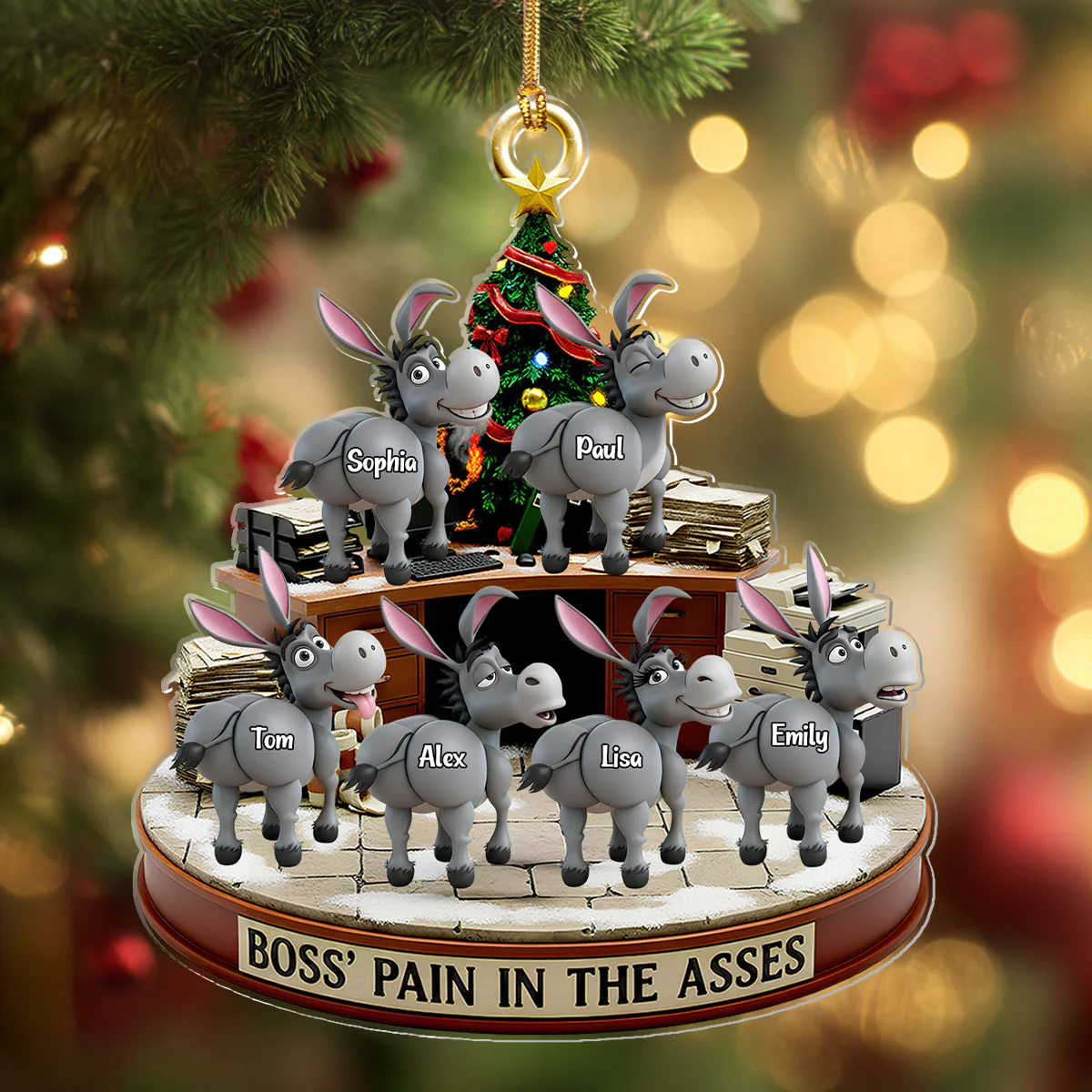 Boss’ Pain In The Asses - Personalized 1-Layer Acrylic Ornament - Image 4