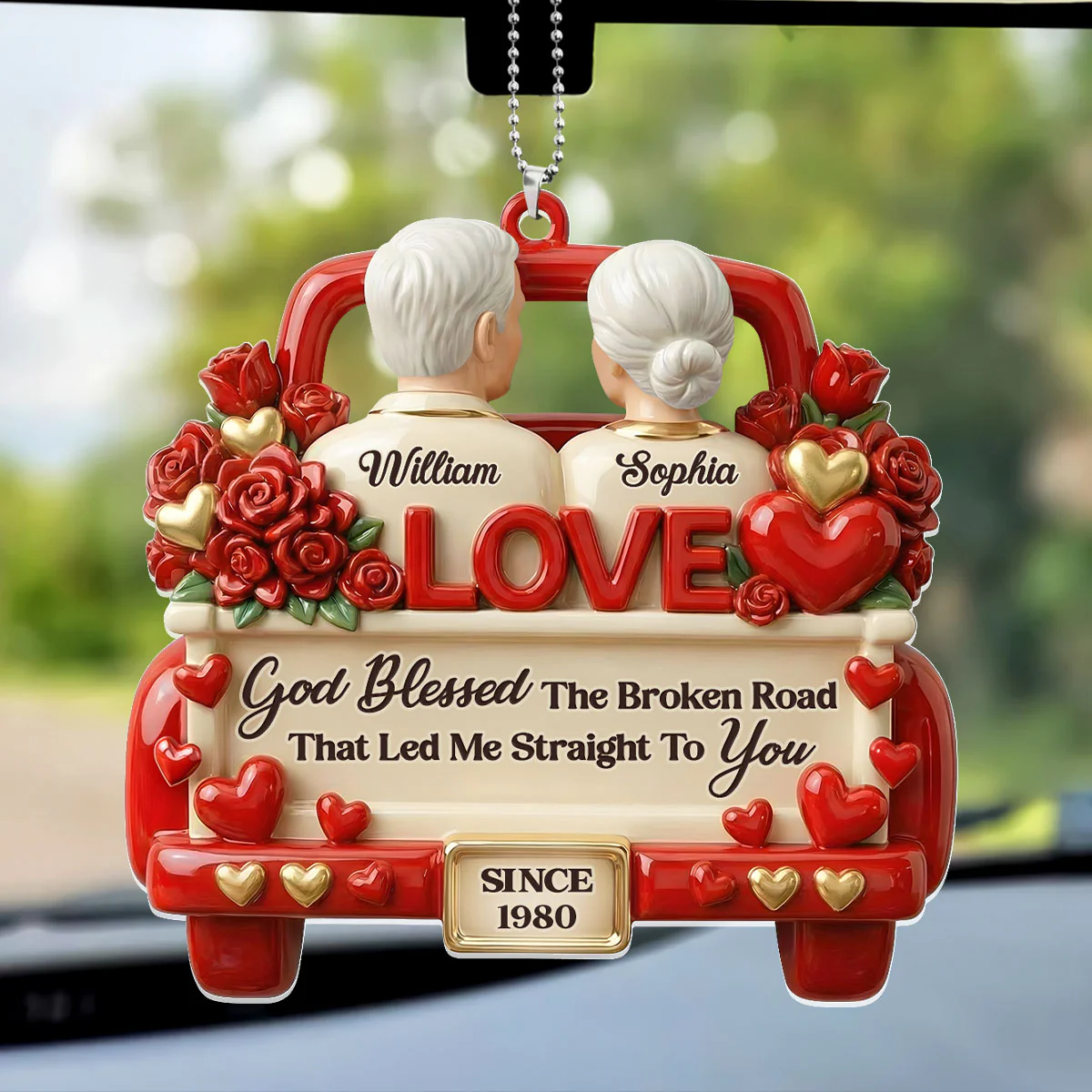 Broken Road Led To You - Personalized Car Acrylic Hanging Ornament