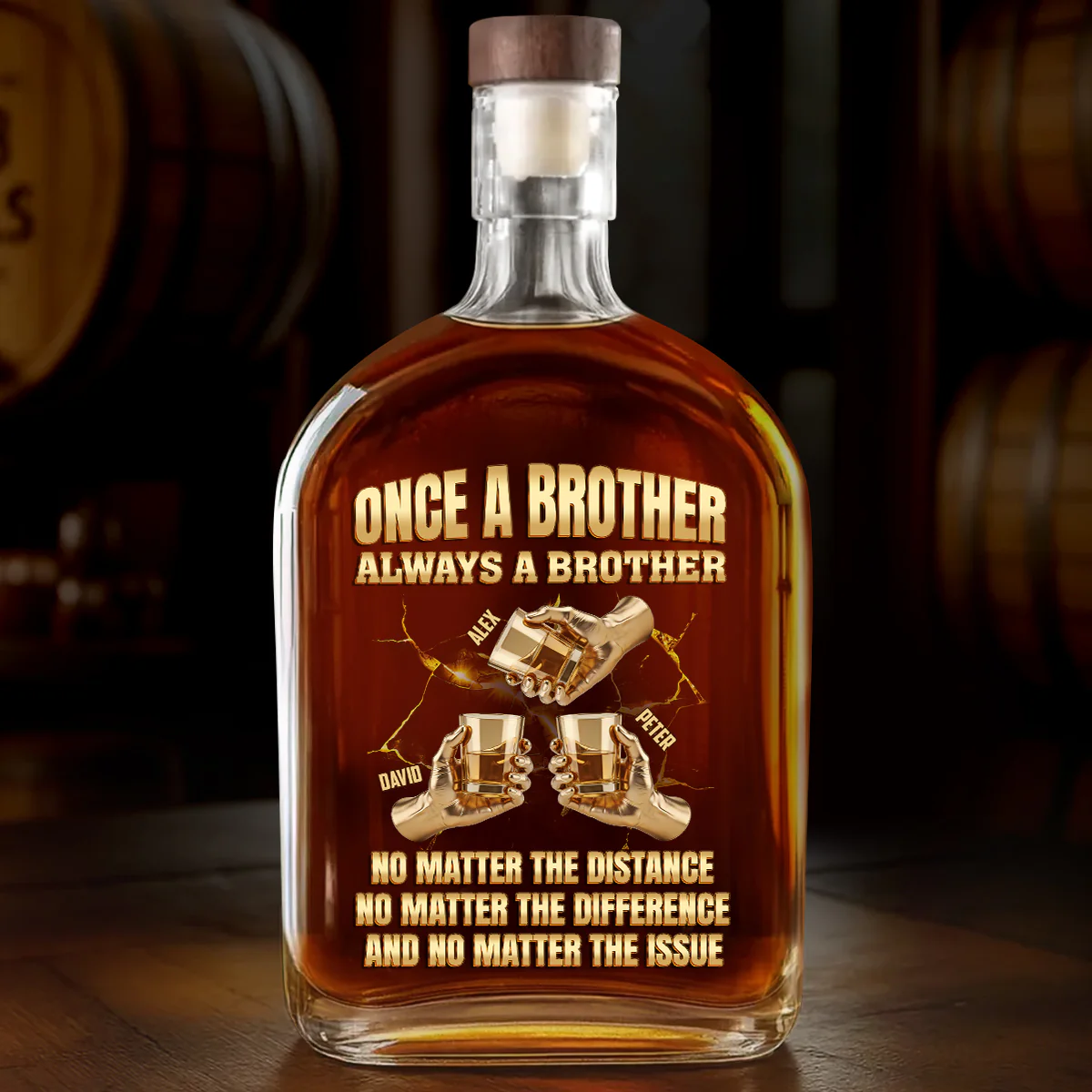 Brotherhood Beyond Distance - Personalized Whiskey Bottle