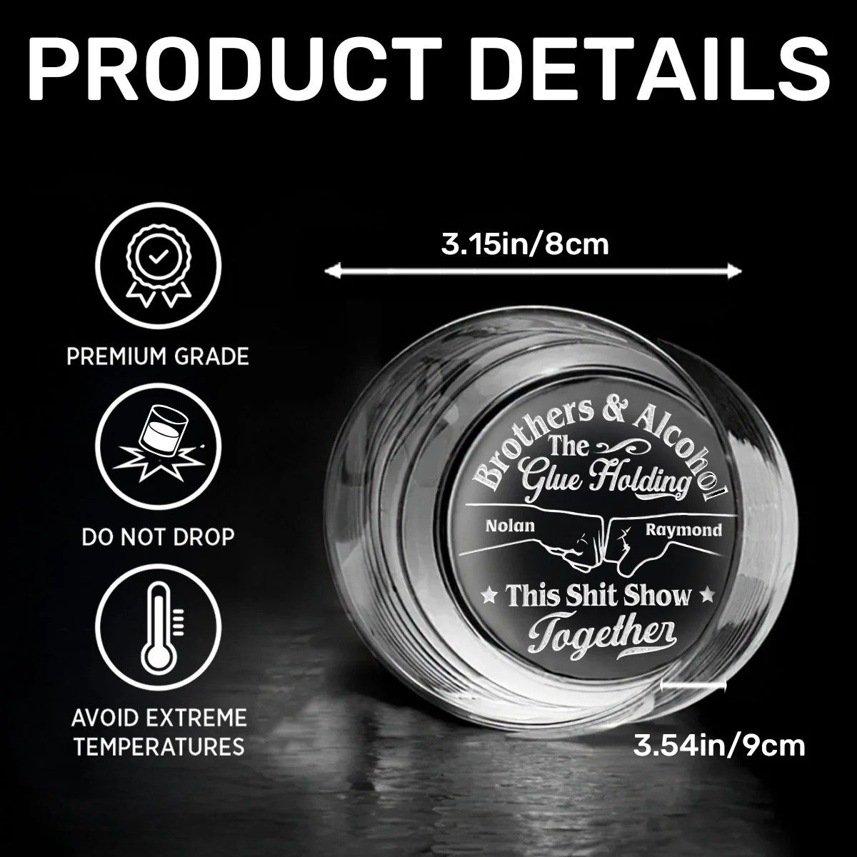 Brothers & Alcohol The Glue Holding This Together - Personalized Engraved Whiskey Glass - Image 7