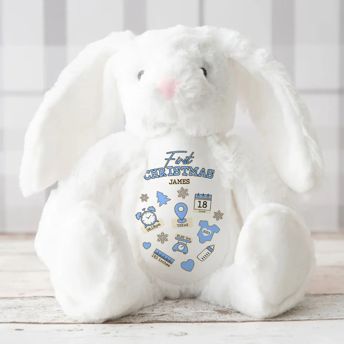 Bunny Christmas Birth Index - Personalized Stuffed Bunny - Image 3