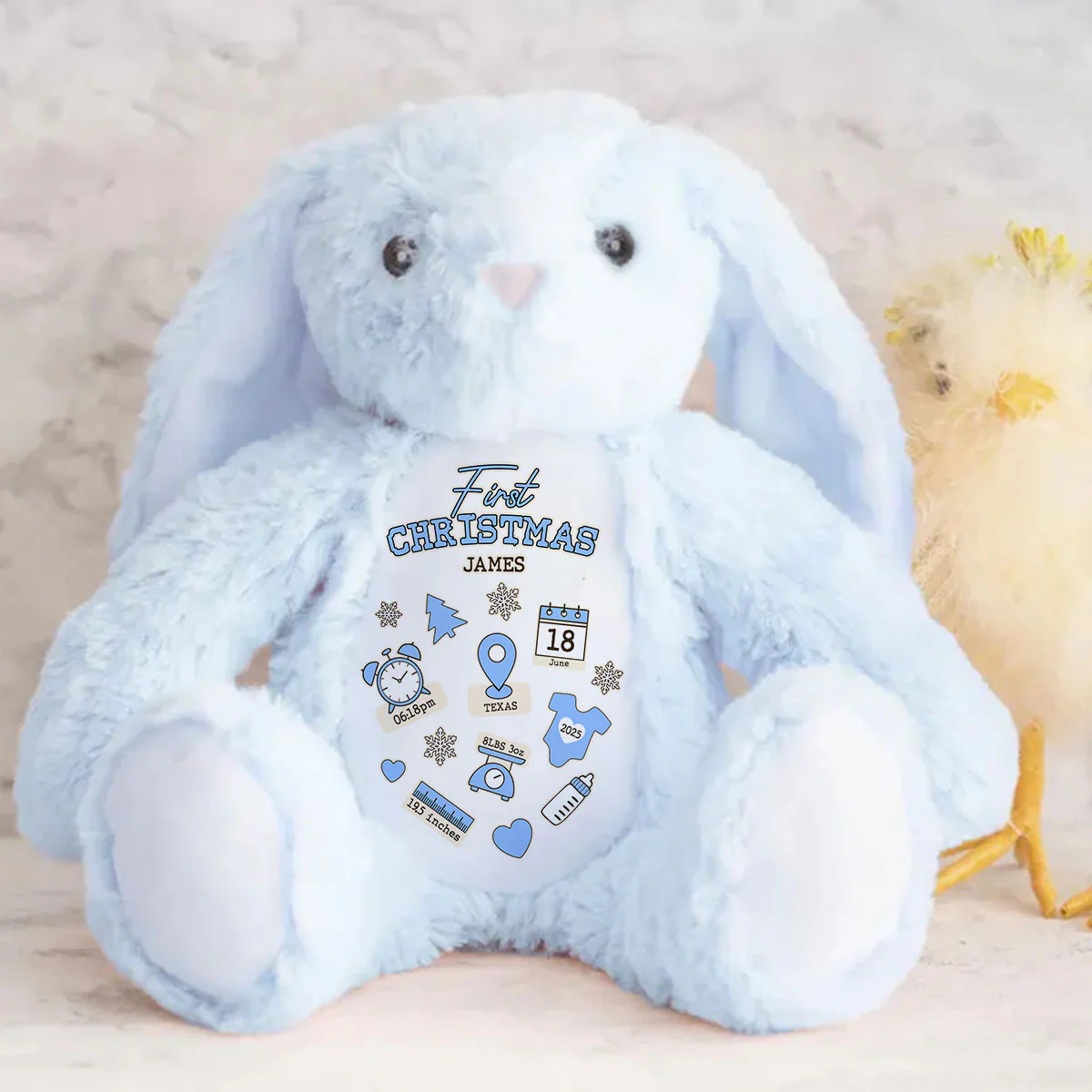 Bunny Christmas Birth Index - Personalized Stuffed Bunny - Image 4