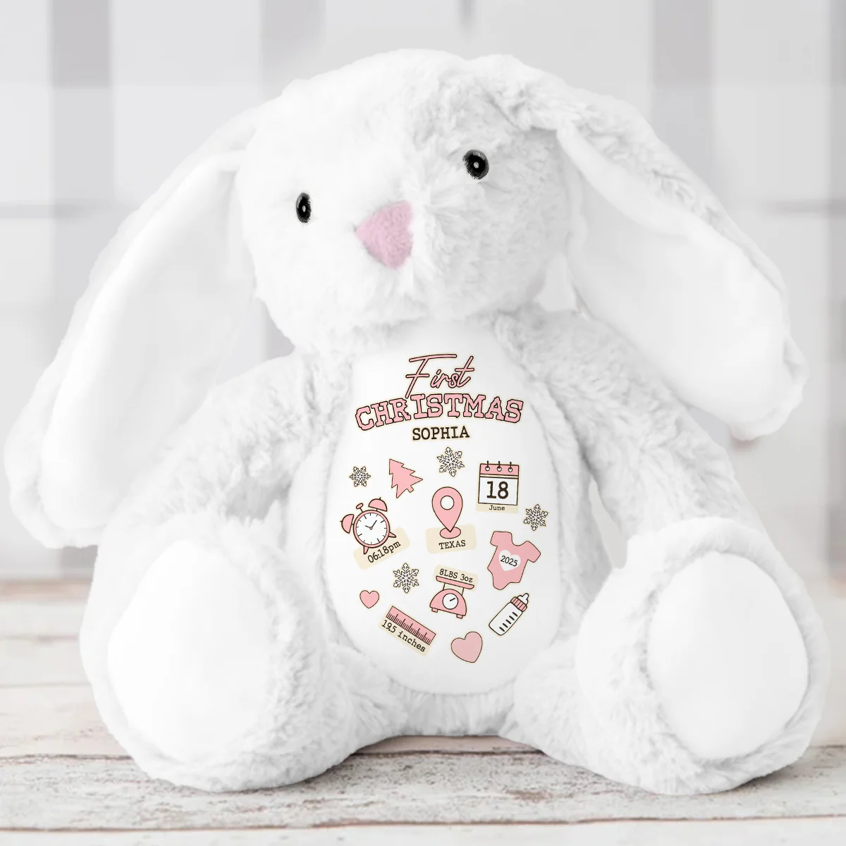 Bunny Christmas Birth Index - Personalized Stuffed Bunny - Image 5