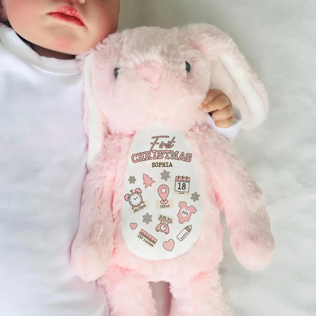Bunny Christmas Birth Index - Personalized Stuffed Bunny - Image 6