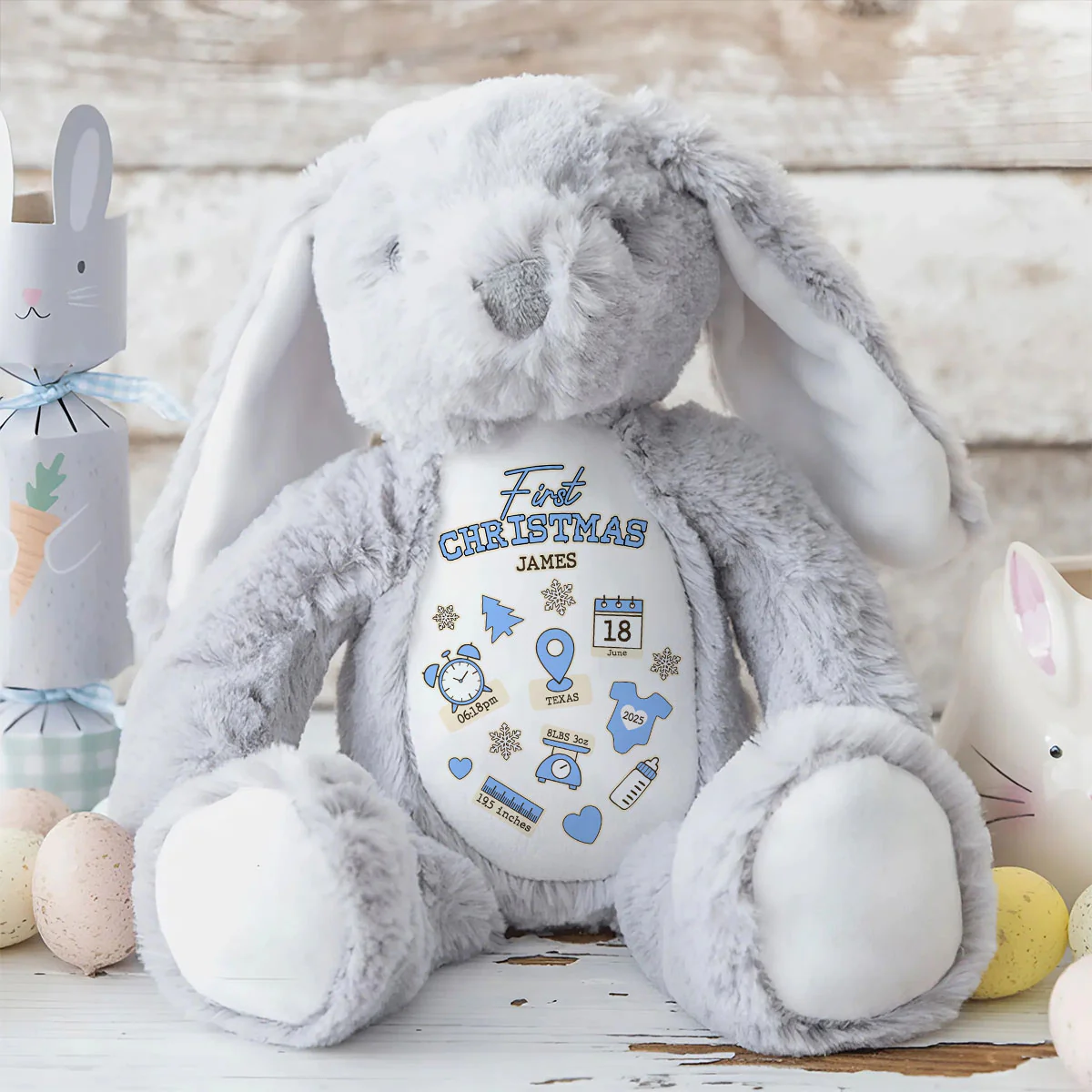 Bunny Christmas Birth Index - Personalized Stuffed Bunny - Image 8
