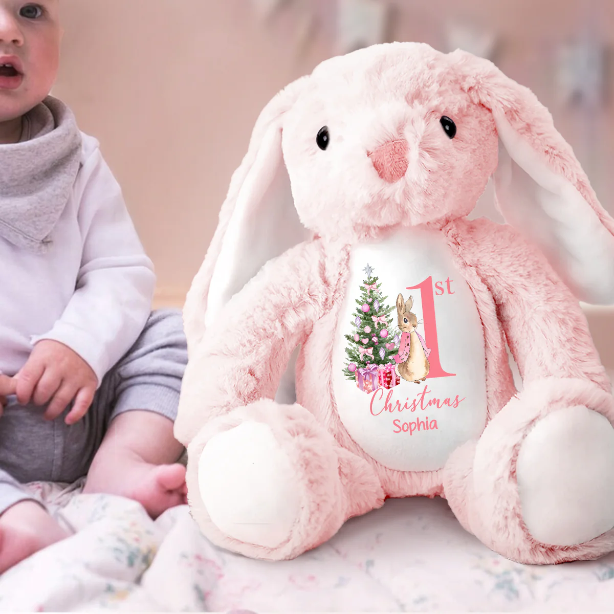 Bunny First Christmas - Personalized Stuffed Bunny - Image 2
