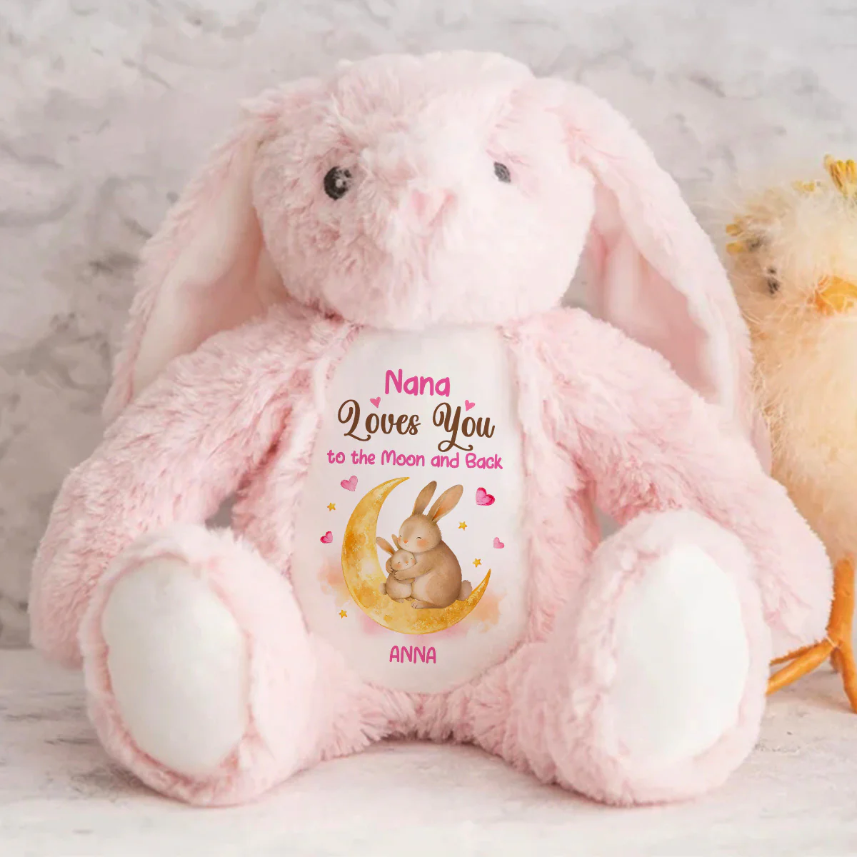 Bunny Grandma And Grandchild Moon Love - Personalized Stuffed Bunny - Image 7
