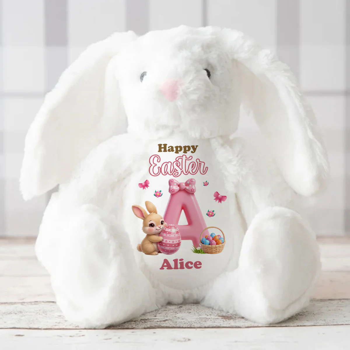 Bunny Happy Easter - Personalized Stuffed Bunny - Image 3