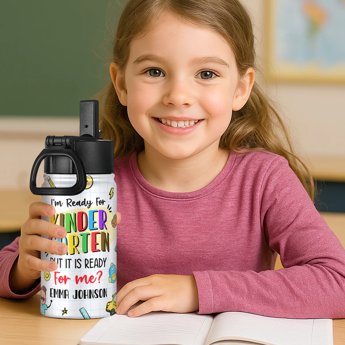 But Is It Ready For Me? - Personalized Kids Stainless Steel Water Bottle - Image 2