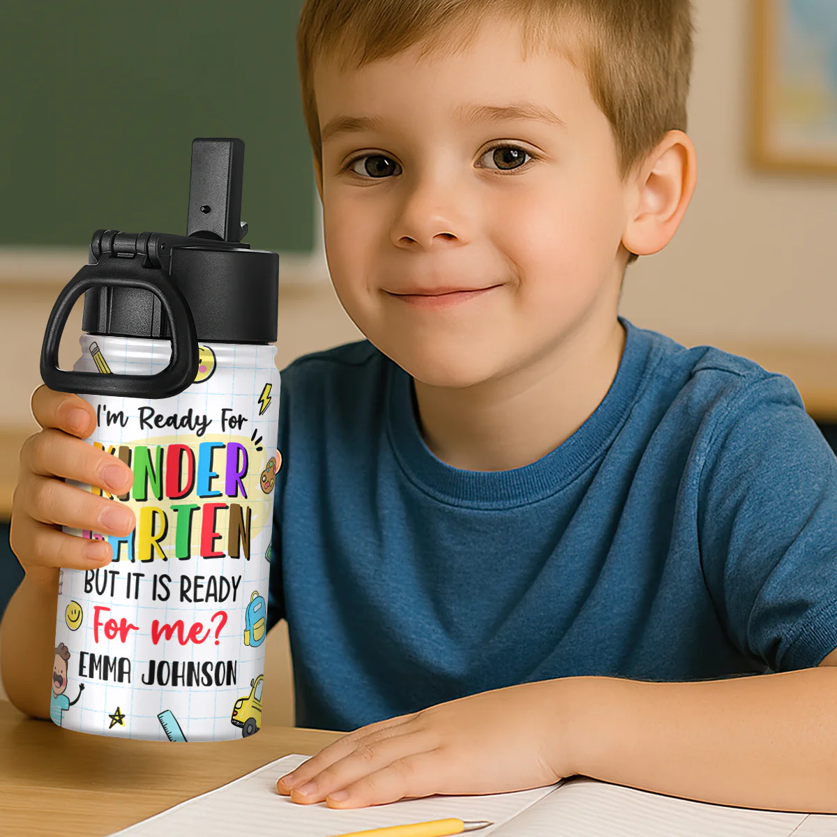 But Is It Ready For Me? - Personalized Kids Stainless Steel Water Bottle - Image 3